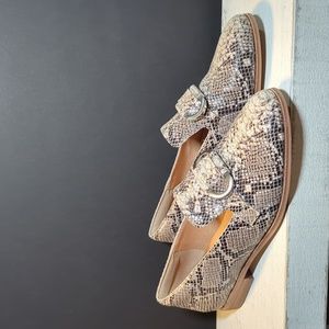 Corso Como Clarrah Leather Snakeskin Print Loafers Size 7